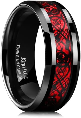 Vakki 8mm Tungsten Carbide Ring with Hawaiian Koa Wood and